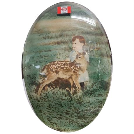 Vintage Vancouver Print Of Child With Deer With Convexed Glass
