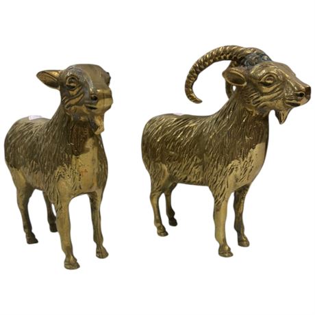 Vintage Brass Sheep & Brass Ram