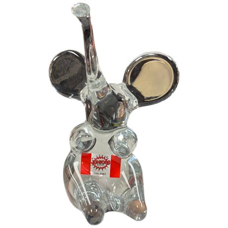 Daum France Crystal Art Glass Elephant, Signed On Bottom