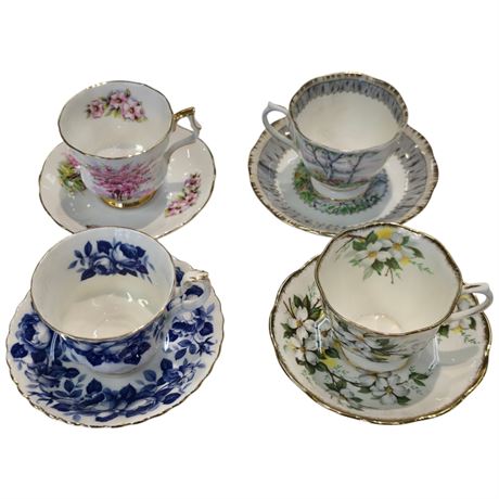 4 Assorted Cups & Saucers, Royal Albert Etc.