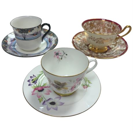 3 Shelley Cups & Saucers