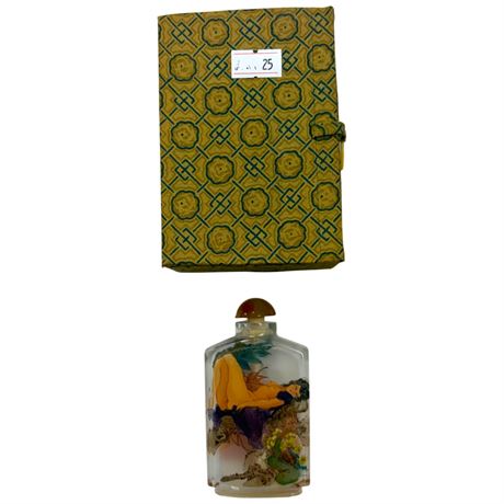 Vintage Reverse Painted Asian Snuff Bottle Depicting Nude Ladies