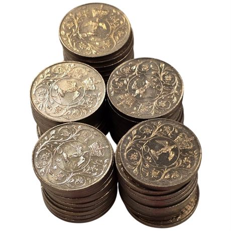Approx 50, British 1977 Elizabeth II Commemorative Coins