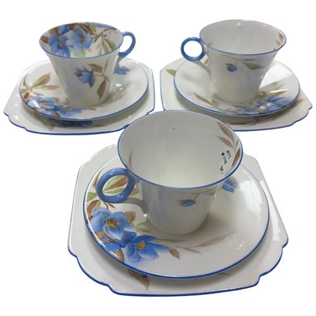 3 Shelley Cups & Saucers & Plates