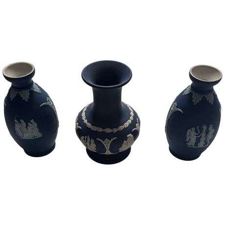 3 Vintage Wedgwood Jasperware Vases