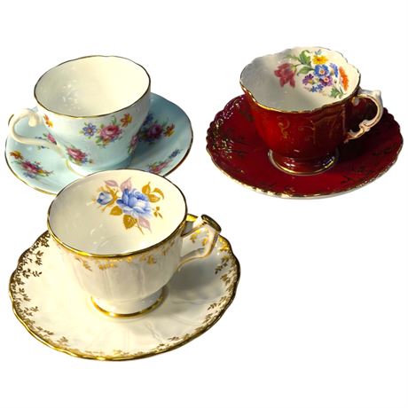 3 Aynsley Tea Cups & Saucers