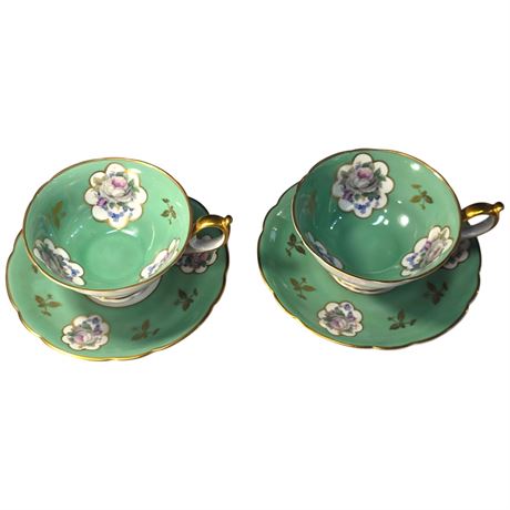 Pair Of Royal Bayreuth Tea Cups & Saucers