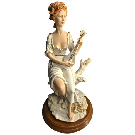 Aldo Benacchio Capodimonte Porcelain Figurine, On Wood Base