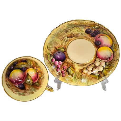 Vintage Signed Aynsley "Fruit Orchard" Tea Cup & Saucer