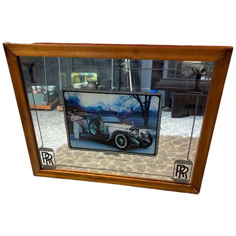 Vintage Framed Rolls Royce Advertising Mirror