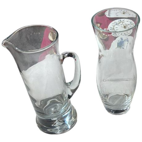 Large Glass Pitcher, Vase, & Duck Head