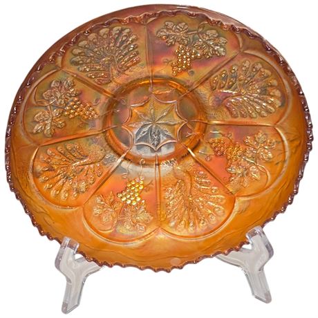 Early Marigold Carnival Glass "Peacock & Grape" Bowl