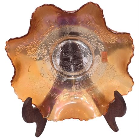 Rare Early Clambroth Marigold Carnival Glass "Sail Boat" Bowl