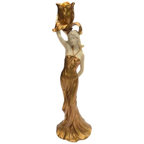 Resin Lady Figural Candle Stick Holder