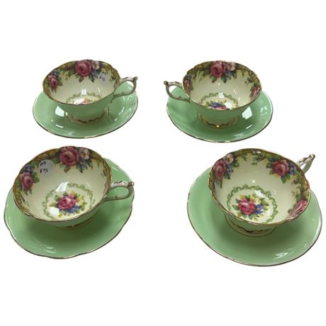 4 Double Stamped Paragon Cups & Saucers