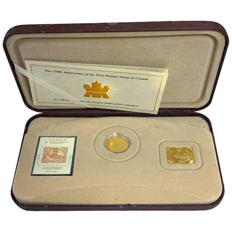 150Th Anniversary Of Canadian Beaver Stamp Set With Silver Coin