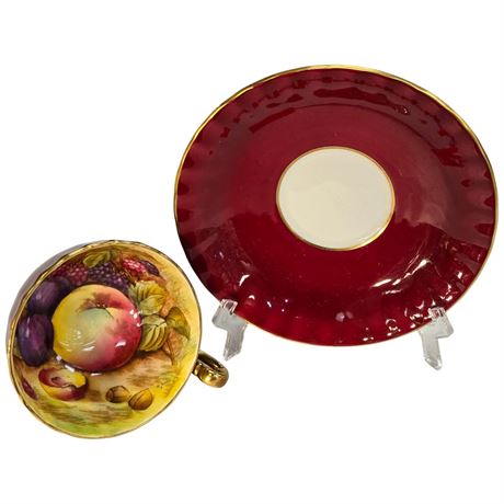 Vintage Signed Aynsley "Fruit Orchard" Tea Cup & Saucer