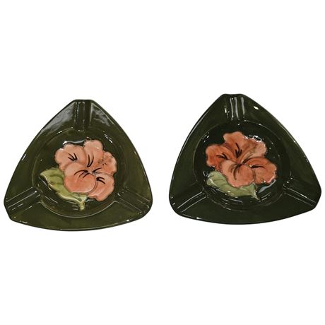 2 Vintage Moorcroft "Hibiscus" Ashtrays