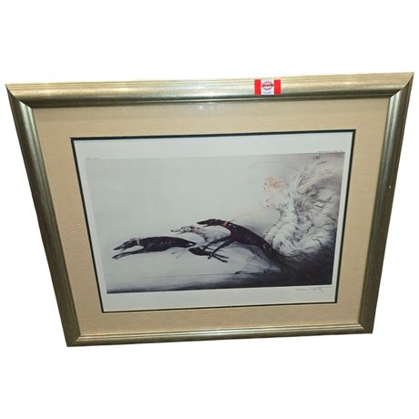 Vintage Framed Print "Speed" Signed Louis Icart