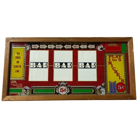 Vintage Framed Slot Machine Glass