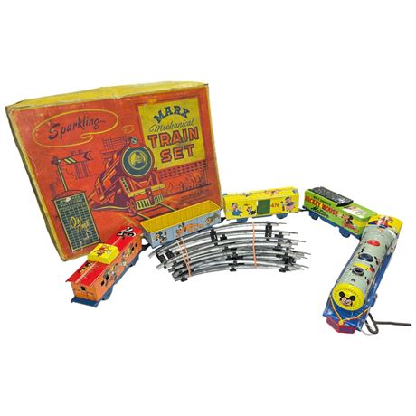 Very Rare 1952 Marx Disney Mickey Mouse Meteor Train Set, In Original Box