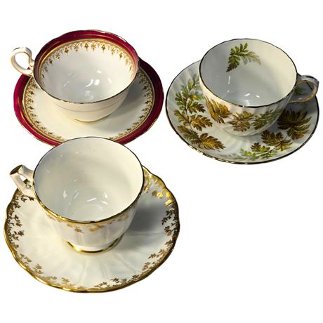 3 Aynsley Tea Cups & Saucers