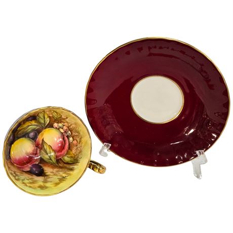 Vintage Signed Aynsley "Fruit Orchard" Tea Cup & Saucer
