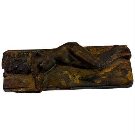 Art Deco Brass Nude Lady Paper Weight