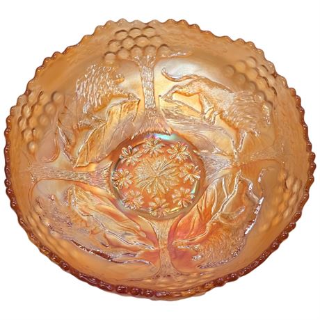 Early Carnival Glass "Lion Marigold" Bowl