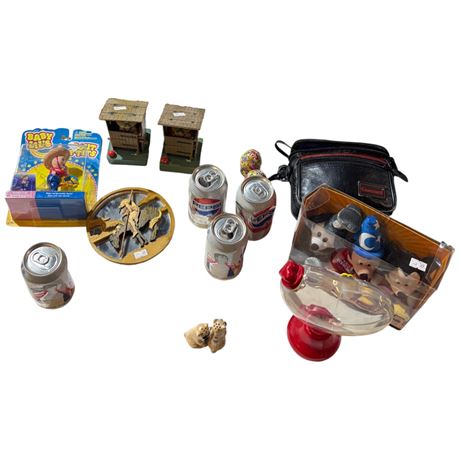 Assorted Collectibles, Cannon Camera, Disney Plushes, Toys, Etc..
