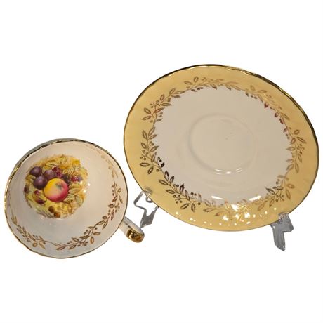 Vintage Signed Aynsley "Orchard Fruit" Tea Cup & Saucer