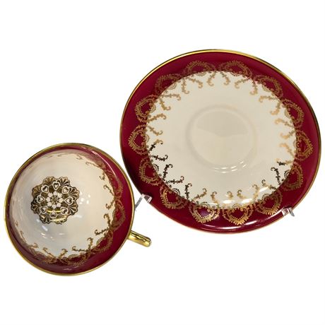 Vintage Aynsley "Red & Gold" Tea Cup & Saucer