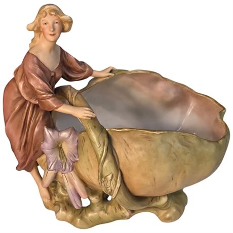 Large Art Nouveau Royal Dux Porcelain Maiden Figurine