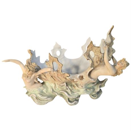 Early Porcelain Mermaid Shell Bowl