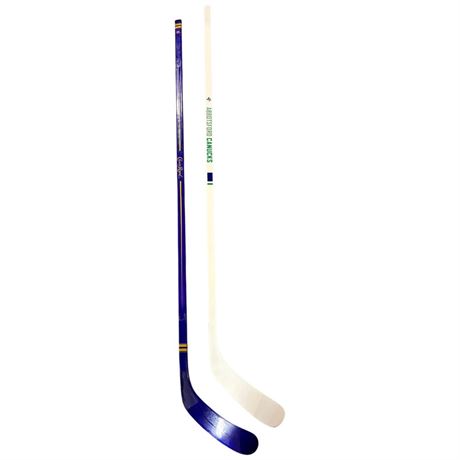 Abbotsford Canucks & Crown Royal Hockey Sticks Signed