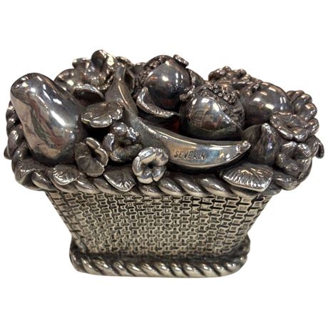 Late 19Th Century 800 Silver Fruit Basket Signed Severini