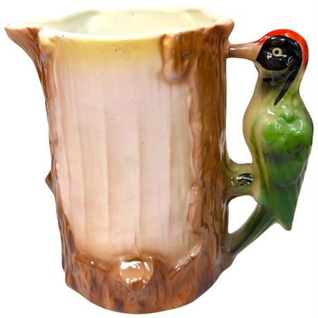 Vintage Czech Woodpecker Porcelain Pitcher