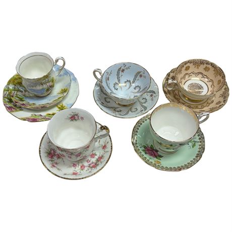 5 Assorted Paragon Cups & Saucers