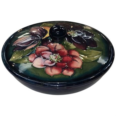 Early Signed Moorcroft "Clematis" Lidded Bowl