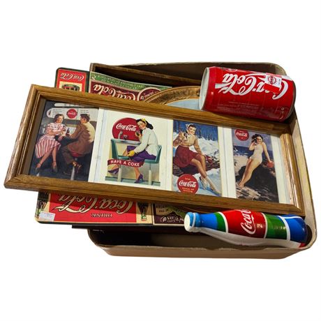 Assorted Coca Cola Collectibles, Advertising Mirror, Etc.