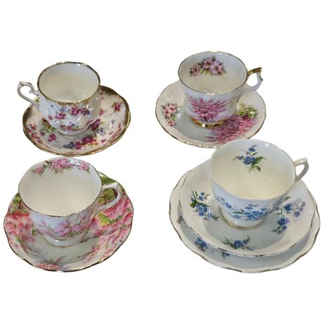 4 Assorted Cups & Saucers, Royal Albert Etc.