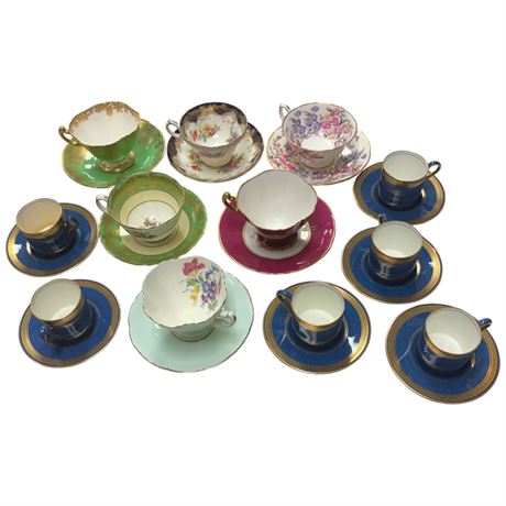 6 Hammersley Cups & Saucers, And 6 Wedgwood Demi Cups