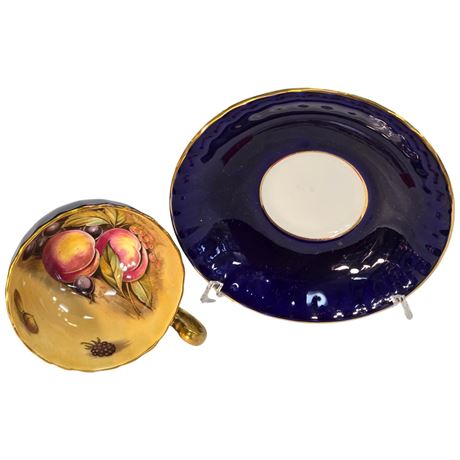 Vintage Signed Aynsley "Fruit Orchard" Tea Cup & Saucer