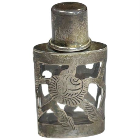 Sterling Silver Overlay On Glass Bottle