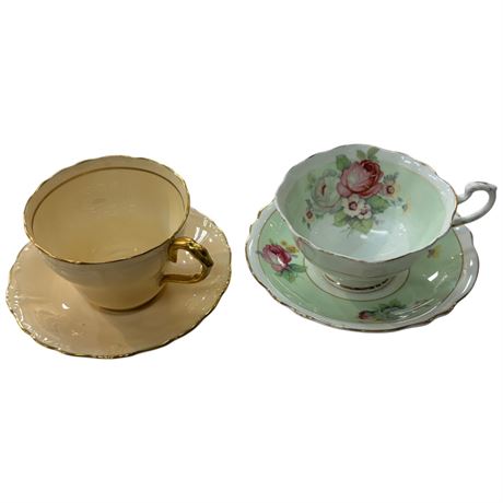 Double Stamped Paragon And Single Stamp Cups & Saucers