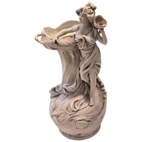 Royal Dux Art Nouveau Porcelain Lady & Vase