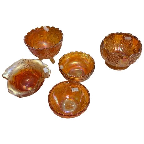 5 Vintage Carnival Glass Bowls