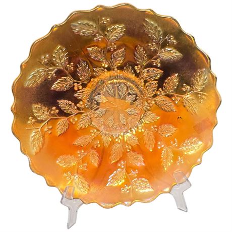 Early Carnival Glass "Holly" Plate