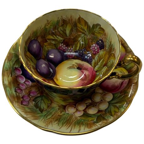 Vintage Signed Aynsley "Orchard Gold" Tea Cup & Saucer