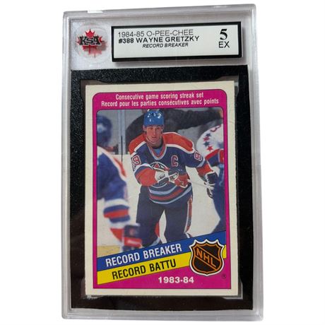 1984-85 O-Pee-Chee #388 Wayne Gretzky KSA Graded 5 Card
